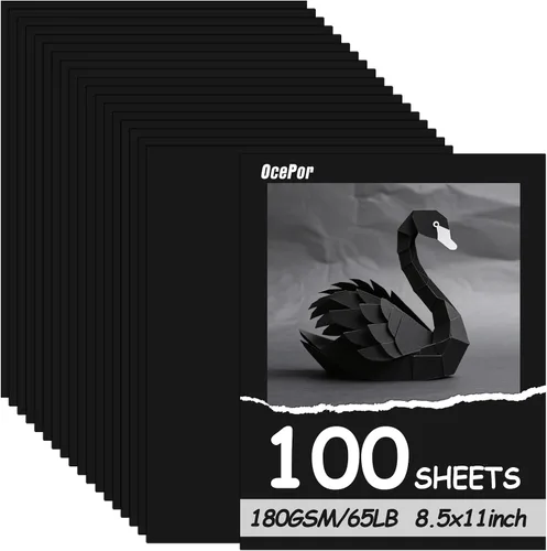 Vista 13 de OcePor 100 hojas de cartulina negra de 11" x 17", 65lb/180gsm Cartulina negra, papel de cartulina gruesa, papel de cartulina pesado para impresora