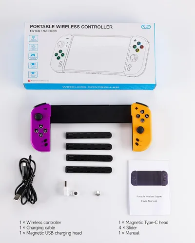 Vista 9 de EasySMX SwitchSwitch OLED Pro Controller for Handheld Mode, One-Piece Joypad Controller Replacement for Joy Con with 6-Axis Gyro, Turbo, Wake Up and