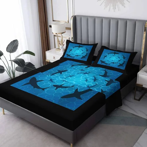 Vista 9 de Juego de sábanas de langosta tamaño individual, sábanas de microfibra suave, bolsillo profundo, sábanas y fundas de almohada estampadas sin arrugas