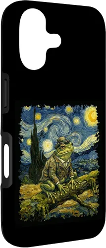 Vista 3 de Vintage Frog Van Gogh Style Starry Night Graphic Case for iPhone 17