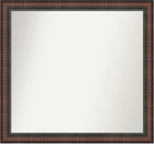 Vista 106 de Amanti Art Espejo de baño marrón para sobre el fregadero, 24 x 24 pulgadas, espejo de tocador cuadrado marrón Caleb, marco de madera rústica
