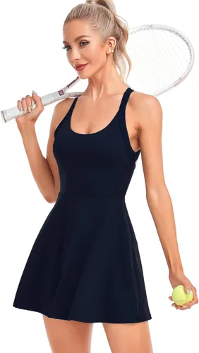 Vista 2 de Vestido trenzado de verano para mujer, vestido de ballet con brasier integrado y bolsillos cortos