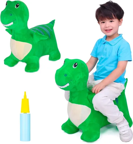 Vista 17 de INPANY Caballo Saltarín, Juguetes Panda Brincolín, Animal de Peluche Saltarín para Niños Pequeños, Juguetes de Goma Inflables para Montar, Regalo