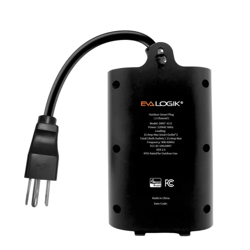 Vista 5 de Tomacorriente Inteligente Dual Z-Wave, Enchufe Inteligente Zwave para Exteriores, Tomacorriente Dual Impermeable de Encendido/Apagado, Requiere Hub