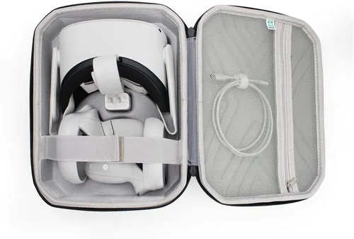 Vista 3 de Diseño para Oculus Quest 2 - Funda rígida de viaje para Oculus Quest 2 Funda de almacenamiento impermeable para Quest 2 con correa Elite