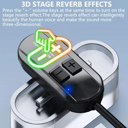 Vista 5 de VOVIGGOL Auriculares de micrófono inalámbrico, 2.4 GHz, rango de 160 pies, carga dual tipo C, efectos de reverberación de etapa 3D, compatibles
