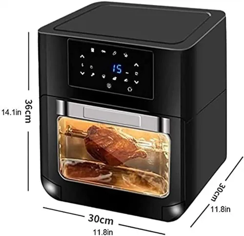 Vista 2 de Horno freidora de aire, horno eléctrico sin aceite, combo de freidora de aire para horno, pantalla táctil LCD digital, 8 preajustes, cesta
