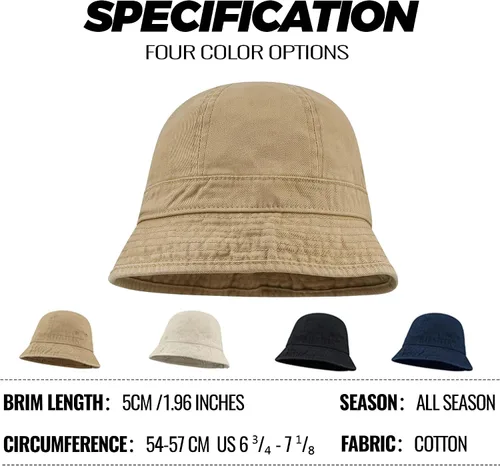 Vista 4 de Clakllie Sombreros de pescador para mujeres y hombres, sombrero de sol de algodón lavado, gorra de pesca, senderismo, plegable, para verano, al aire