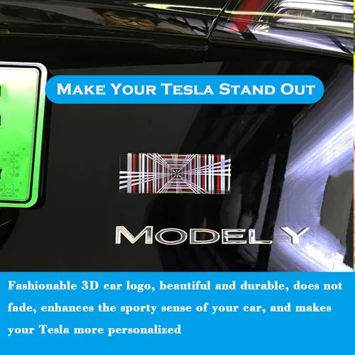 Vista 4 de YHCDSEA Emblema de doble motor para decoración a cuadros compatible con Tesla Model 3 Y X S accesorios (A-Plaid)