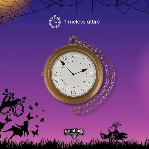 Vista 5 de Wonderland - Kit de accesorios de conejo – Lindo tocado con orejas de conejo blanco, nariz peluda, pin en la cola, reloj de bolsillo y gafas