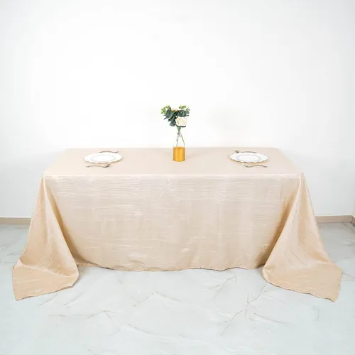 Vista 3 de Mantel rectangular de tafetán arrugado de acordeón de 90 x 132 pulgadas, manteles de boda, manteles de mesa, decoración de eventos, manteles