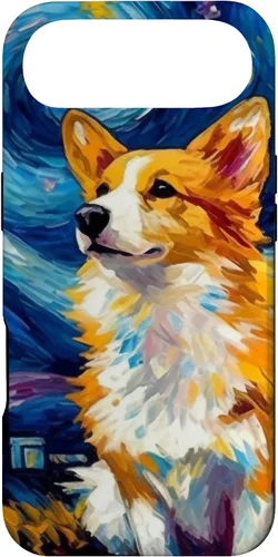 Vista 27 de Carcasa para iPhone 16 Welsh Corgi Dog Starry Night Van Gogh Welsh Corgi