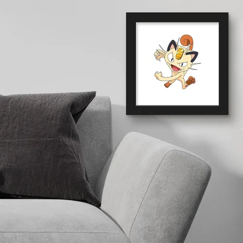 Vista 4 de Trends International Gallery Pops Pokemon - Póster de pared de Meowth, 12 x 12 pulgadas, versión enmarcada en negro