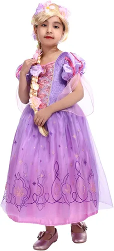Vista 2 de Lingway Toys Disfraz de princesa de lujo para niñas, vestido de cosplay Rapunzel con accesorios
