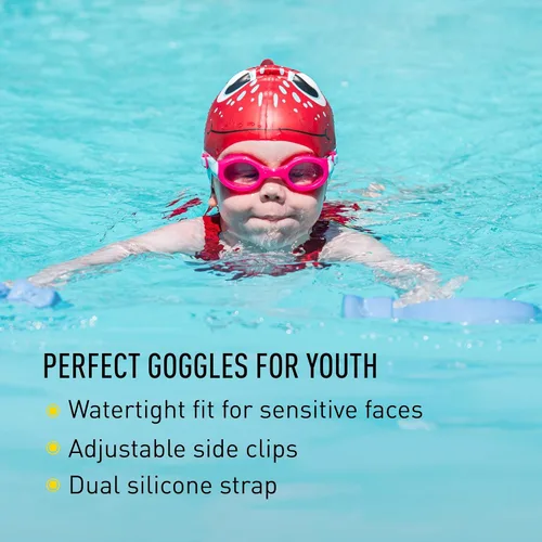 Vista 3 de FINIS H3 Goggle - Gafas de natación para niños, antivaho, protección UV, a prueba de fugas, gafas de natación juveniles, de 4 a 12 años