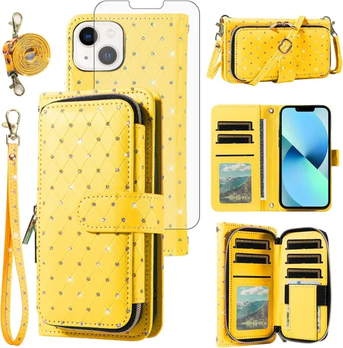 Vista 8 de Funda para teléfono iPhone 6 6S con cremallera y protector de pantalla con protector de pantalla, correa de cordón cruzado, ranura para iPhone 6 Six