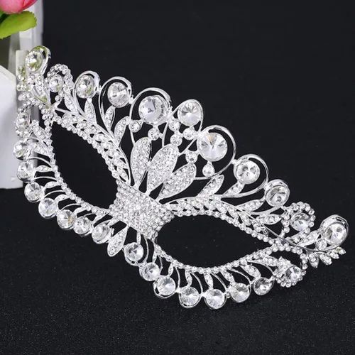 Vista 5 de Máscara de lujo con diamantes de imitación, corona de fiesta para mujeres y mujeres