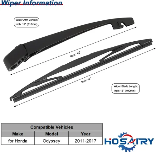 Vista 2 de Juego de limpiaparabrisas trasero para Honda Odyssey 2011-2017 Conjunto de limpiaparabrisas trasero 76720-TK8-A01 76730-TK8-A21