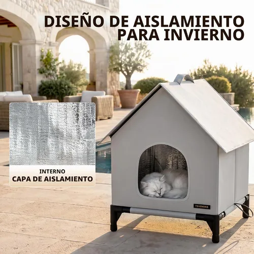 Vista 2 de Casa para gatos - Casa de gatos para uso en interiores y exteriores - Refugio aislado y resistente a la intemperie, impermeable para gatos Regular