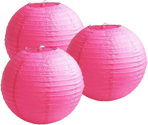 Vista 37 de Paquete de 3 linternas redondas de papel para decoración de boda y fiesta de cumpleaños (azul bebé, 4 pulgadas/3.9 in)