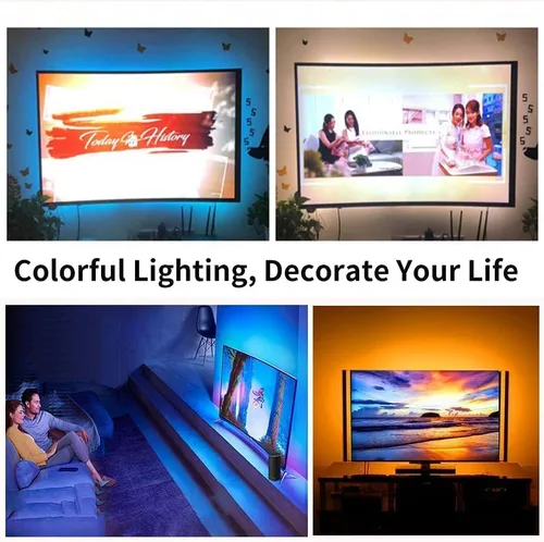 Vista 9 de KUMQUAT Tira de luces LED RGB retroiluminación para TV, 5 V, USB, multicolor, tiras de luz LED de 6.56 pies/6.6 ft, kit de tira que cambia