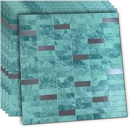 Vista 19 de XUANINY Azulejos de Mosaico de Aluminio Autoadhesivos para Despegar y Pegar, Pegatinas de Azulejos de Pared para Salpicadero de Cocina