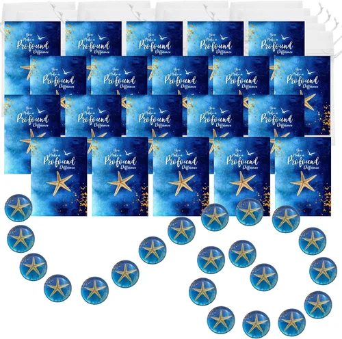 Vista 2 de Smiling Wisdom 20 regalos de historia de estrellas de mar a granel Tarjetas de apreciación de You Make a Profound Difference e imán redondo