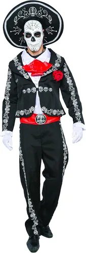 Vista 4 de Spooktacular Creations Conjunto de disfraz para hombre del Día de los Muertos, Mariachi Senor para adultos, fiesta de disfraces de Halloween, Día