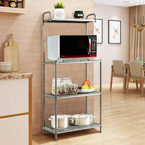 Vista 2 de Giantex Estante para panaderos de 4 niveles, estante de almacenamiento de cocina, soporte para horno de microondas, estantes metálicos de alambre