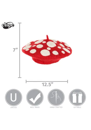 Vista 5 de Sombrero de Disfraz con Corazón de Hongo de Fieltro Rojo Multicolor