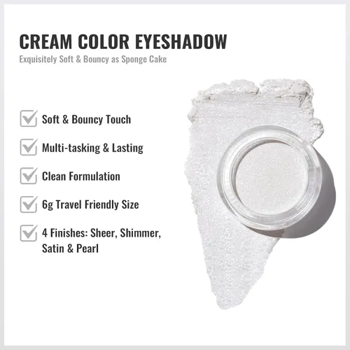 Vista 4 de Oulac Sombra de ojos en crema blanca brillante Iluminador a prueba de agua y sombra de ojos con purpurina de larga duración, color natural