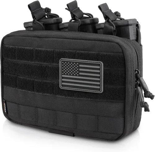 Vista 8 de WYNEX Bolsa Táctica para Administración de Cargadores, Bolsa de Herramientas Utilitaria Molle, Organizador Médico EMT con Sistema Triple Apilable