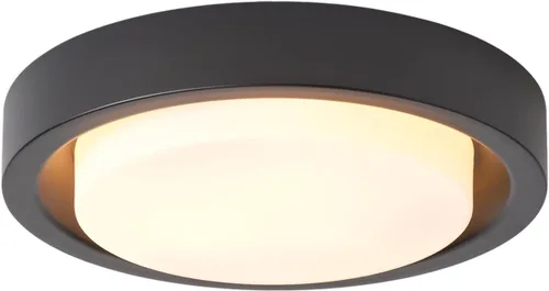 Vista 9 de Lámpara de techo de montaje al ras de 13 pulgadas, placa de acabado negro con pantalla de vidrio esmerilado, accesorio de iluminación de techo