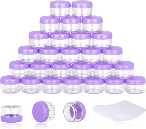 Vista 14 de 50 unidades de 5 gramos de envases de muestra, tarros vacíos de 5 ml con tapas, pequeños envases cosméticos, tarros de muestra mini con 4 cucharas