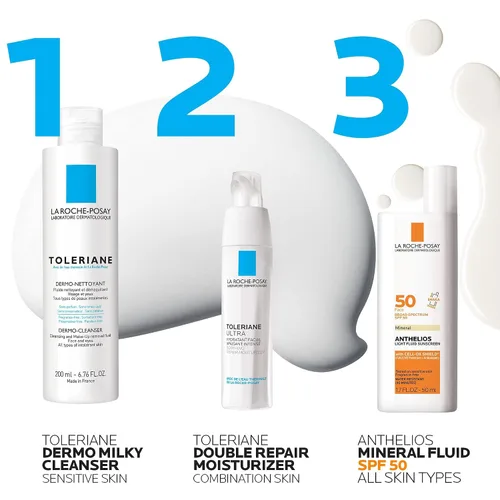Vista 7 de La Roche-Posay Toleriane Dermo - Limpiador facial para cara y ojos, lavado facial suave y removedor de maquillaje, textura lechosa, sin fragancia