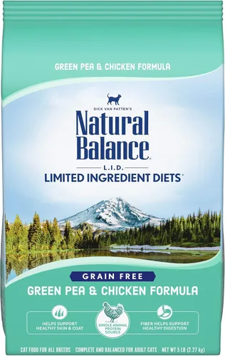 Vista 19 de Natural Balance Alimento seco para gatos adultos sin granos de ingredientes limitados, receta de pato reserva y guisantes verdes, 10 libras