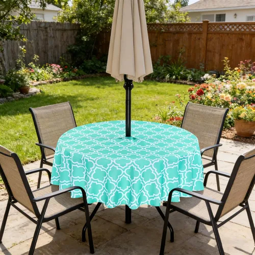 Vista 4 de Poise3EHome - Mantel impermeable antiderrames para exteriores e interiores, para camping, picnic, té de la tarde, asados, flores