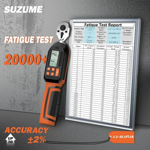 Vista 3 de SUZUME Llave dinamométrica digital de 1/4 (1.1-22.2 libras-pie/ 1.5-30 N.m) Llave dinamométrica digital con almacenamiento de datos de 1/4