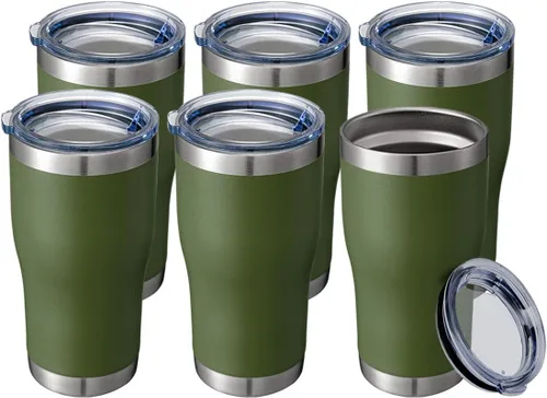 Vista 35 de HASLE OUTFITTERS Vaso de 20 onzas a granel, vasos de acero inoxidable con tapa, vaso aislado al vacío, taza de doble pared con recubrimiento