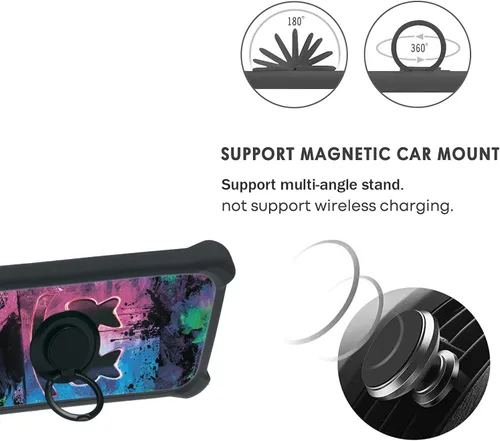 Vista 4 de Aroepurt ATT SL104D - Funda compatible con Summit SL104D (policarbonato duro + silicona suave), soporte de anillo, efecto luminoso, YGH-BQ