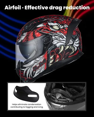 Vista 3 de ILM MIPS Casco de Moto Cara Completa con Inserción Pinlock, Doble Visera Antiniebla, para Carreras, para Hombres y Mujeres, Certificado DOT