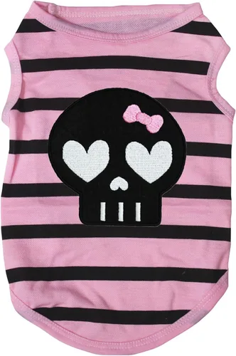 Vista 11 de Petitebella Camisa negra para perro con cara de calavera (huesos, XS)