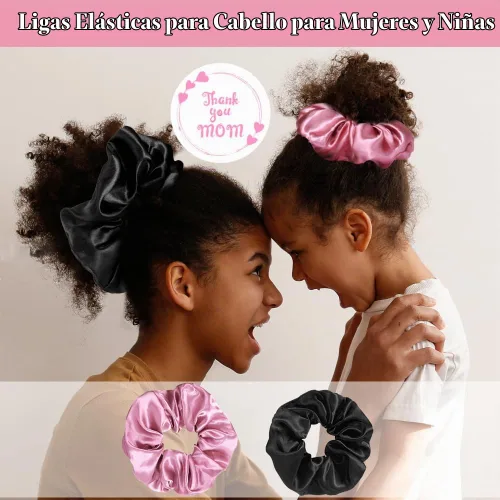 Vista 5 de 2+2 gorros de satén con coleteros para niños, bonitos gorros de pelo para niñas para dormir cabello rizado, A