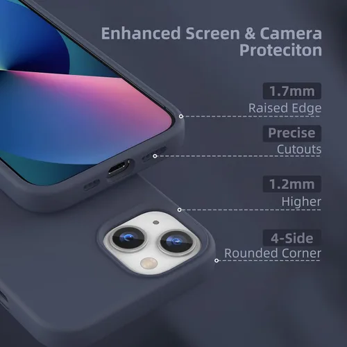 Vista 3 de Funda compatible con iPhone 13, [Protección contra caídas] [Antiarañazos] Funda protectora de silicona líquida antihuellas con forro de microfibra
