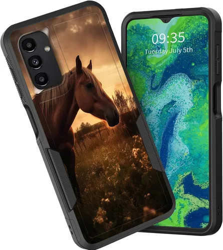 Vista 25 de Funda protectora para Galaxy A13 5G, doble capa híbrida resistente a prueba de golpes, policarbonato duro, silicona suave, TPU, funda protectora