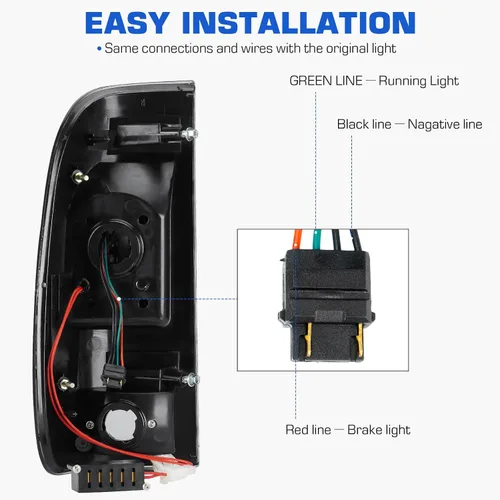 Vista 4 de Conjunto de luces traseras LED para Ford F150 1997-2004, para F250 Light Duty 1997-1999, para F250/F350/F450/F550 Super Duty 1999-2007