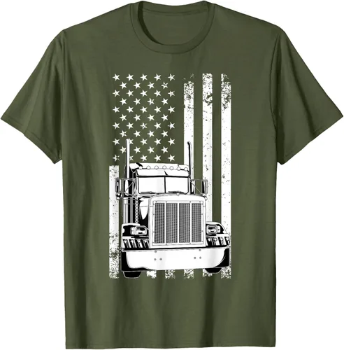Vista 75 de Camión conductor bandera americana camionero vintage hombres mujeres regalo camiseta