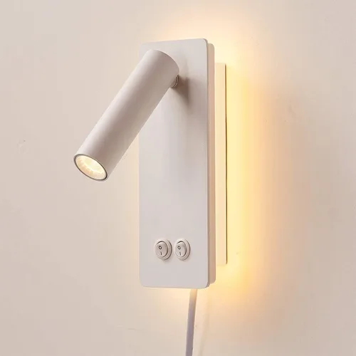 Vista 7 de Lámpara de lectura de cabecera montada en la pared, luces LED de lectura de pared para cama, juego de 2 apliques de pared enchufables, luz