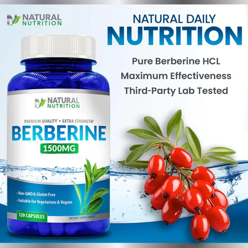 Vista 6 de Vitamina natural extra fuerte berberina HCL 1500 mg 120 cápsulas sin gluten sin OMG