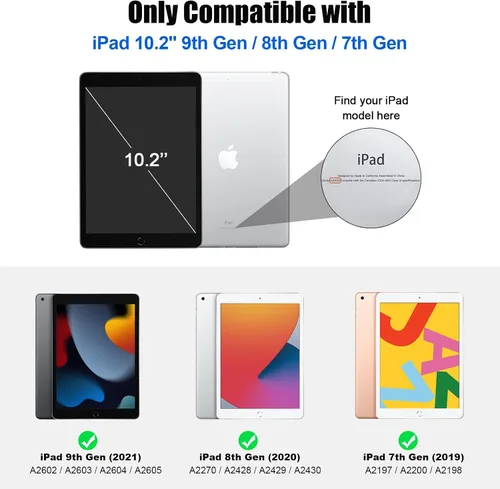 Vista 2 de SUPFINE Funda para iPad de 9ª generación de 10.2 pulgadas 2021, con protector de pantalla de cristal, funda para iPad de 8ª/7ª generación 2020/2019
